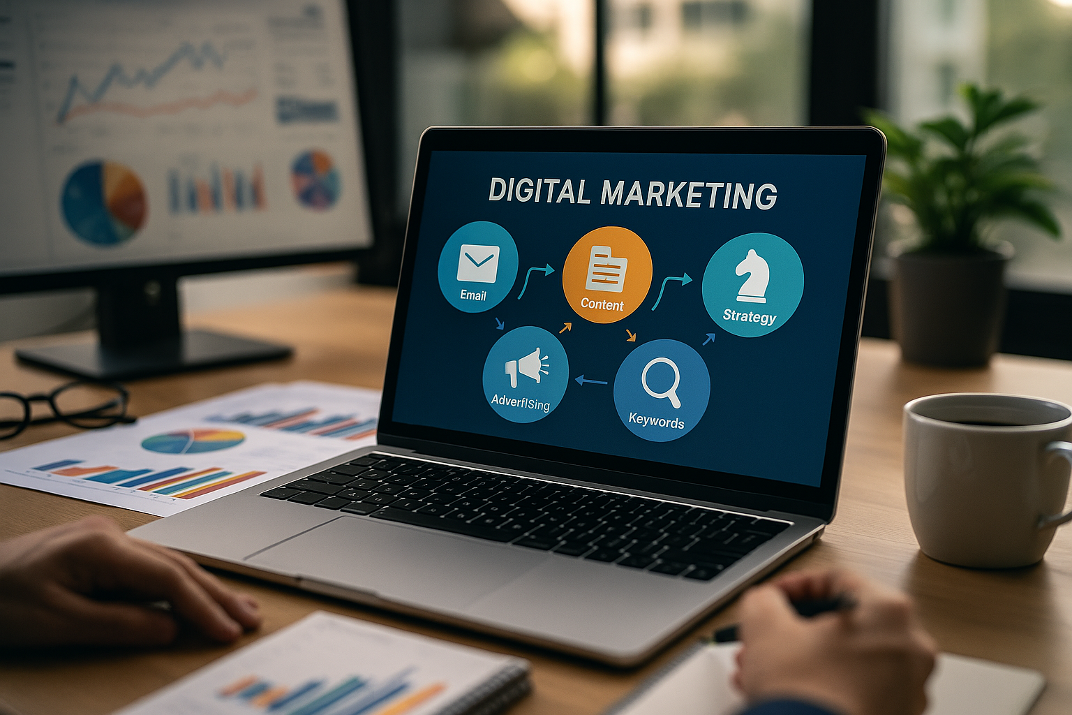 Marketing Digital - Workspace profesional con estrategias digitales